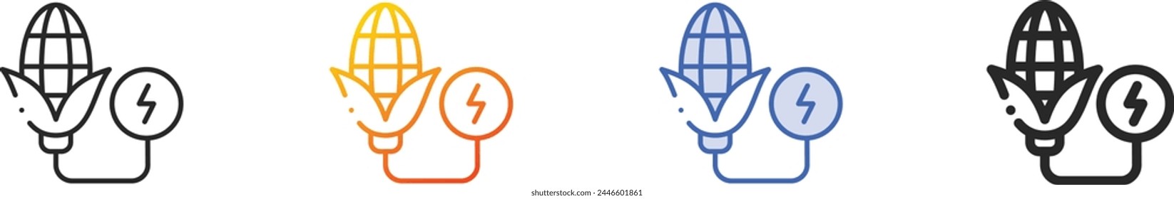 Icono de biocombustible. Diseño lineal delgado, degradado, trazo azul y estilo audaz aislado sobre fondo blanco