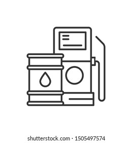 Biofuel line black icon. Green technology sign. Alternative energy vector pictogram. Biogas plant symbol. Button for web page, app, promo. UI/UX/GUI design element. Editable stroke.