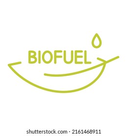 Logo de Biofuel. Caída de combustible y hojas. Industria ecológica y símbolo de energía alternativa. Icono de línea de vector