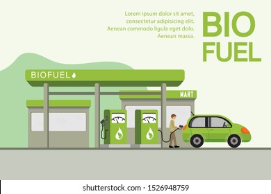 Biofuel petrol refill station. Green energy. Alternative power.