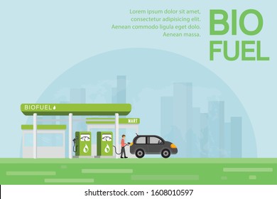 Biofuel petrol refill station. Green energy. Alternative power.