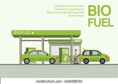 Estación de recarga de combustible biológico. Energía verde. Poder alternativo.