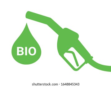 Biofuel - sustainable energy and fuel for ecological and bio transportation. Vector illustration iolated on white	