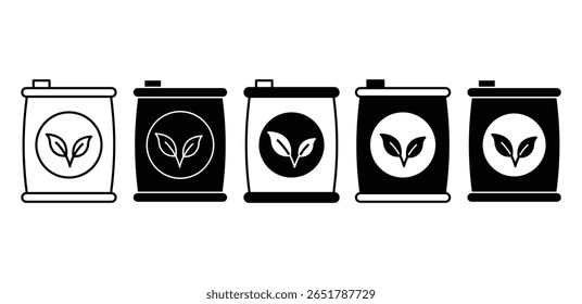 Biofuel Tank Icons Black and White Color Vector Design Illustration Set 