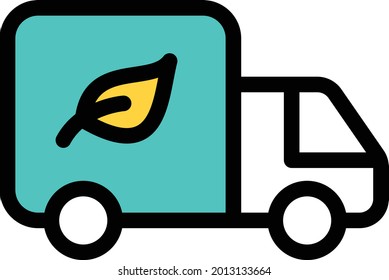 Biofuel Truck Vector Line Colour Icon