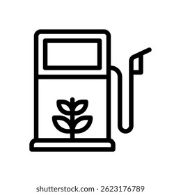 Biofuel Vector for Renewable Energy and Sustainable Fuel. Plant-based gasoline illustration. Eco-friendly energy concept for clean transport. Line Icon