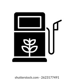 Biofuel Vector for Renewable Energy and Sustainable Fuel. Plant-based gasoline illustration. Eco-friendly energy concept for clean transport. Glyph Icon