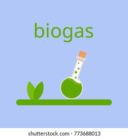 Biogas in a flask. Vector flat. Biogas icon. 