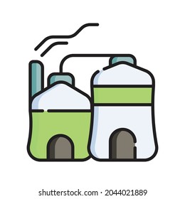 Biogas Icon Vector Illustration. Flat Outline Cartoon. Sustainable Energy Icon Concept Isolated Premium Vector