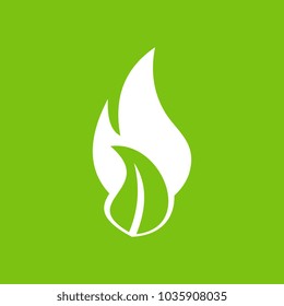 Biogas loco with fire and leaf. 