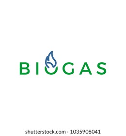 Biogas loco with fire and leaf. 