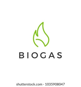 Biogas loco with fire and leaf. 