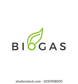 Biogas loco with fire and leaf. 