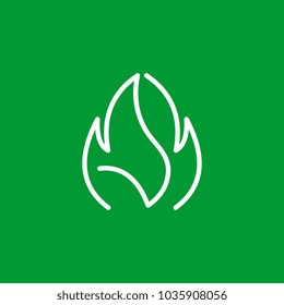 Biogas loco with fire and leaf. 