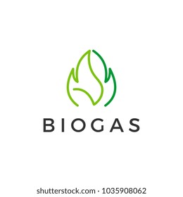 Biogas loco with fire and leaf. 