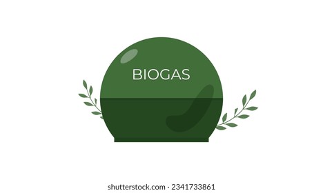 Biogas plant. Green energy, alternative diesel, care for the environment, waste to biogas. Flat vector illustration isolated on white background eps 10.