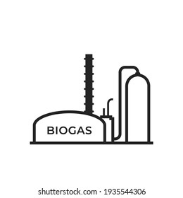 biogas plant line icon. eco industry, environment and alternative energy symbol. isolated vector image