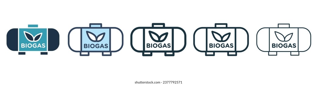 Biogas plant tank sign icon set. Renewable energy source vector icon for ui designs.