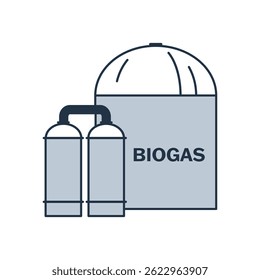 Biogas storage icon. Tanks with methane pictogram. Line pictogram of gas holders for environmental infographics, designs, concepts. Vector illustration isolated on white background.