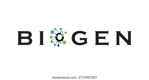 Logotipo de Biogen con elemento de diseño molecular estilizado