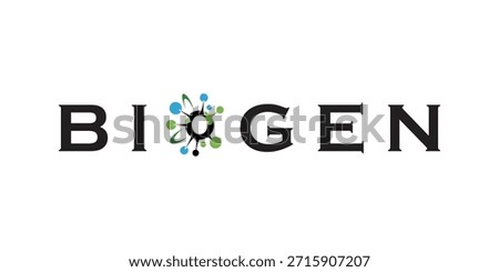 Biogen logo with stylized molecular design element