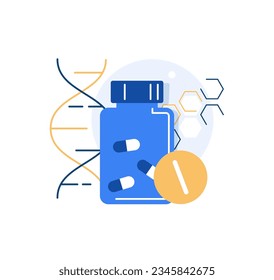 Biogenetic concept,glass tube bio sample growth, DNA research,science education,data and analysis