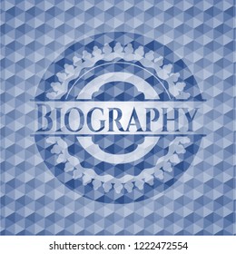 Biography Blue Polygonal Emblem.