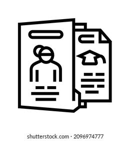 biography check and verification of candidates line icon vector. biography check and verification of candidates sign. isolated contour symbol black illustration