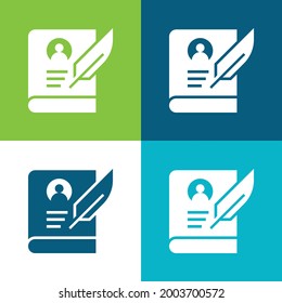Biography Flat four color minimal icon set