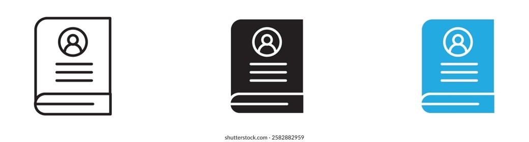 Biography icon black white vector outline