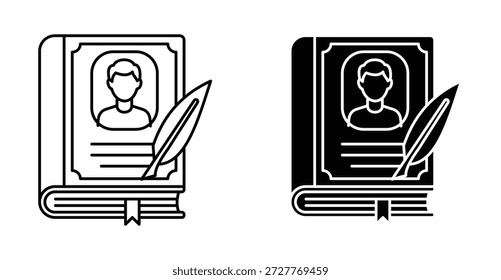 Biografia ícone design gráfico. Ilustrações de ícone de vetor