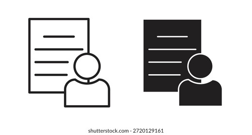Biography icon illustration, thin line vector, web design sign,