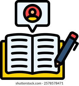 Biography Icon Lineal Color Vector Illustration