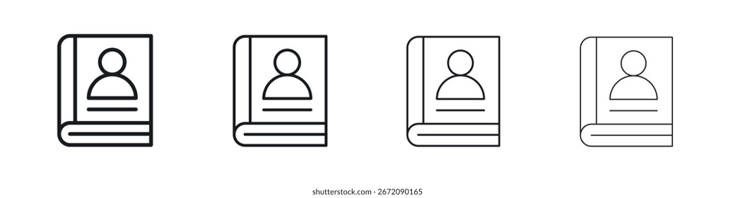 Biography icon. minimal strokes lines for web designs