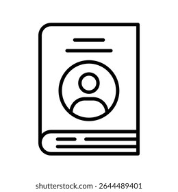 Sinal de definição de outline do ícone Biografia