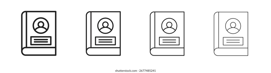 Paquete de Vector de contorno de ícono de biografía. Mejor para el Web, móvil, ui