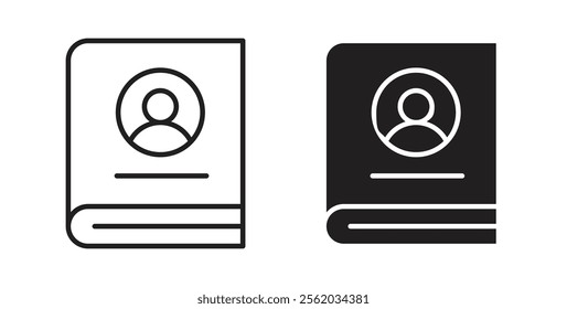 Biography icons in flat and line style set.