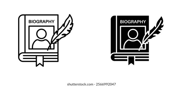 Biography icons in outline and fill. vector illustration for ui.