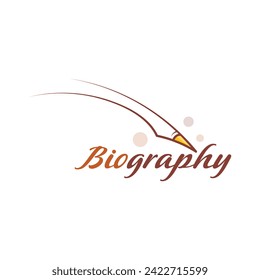 biography logo. handwriting biography concept. fountain pen and biography