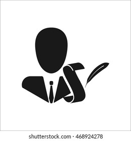Biography Person With Scroll Symbol Sign Simple Icon On Background