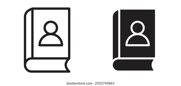 Biography vector icon set black filled and outlined style.