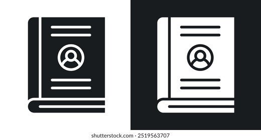 Biographyline vector icon set in solid and outline style.