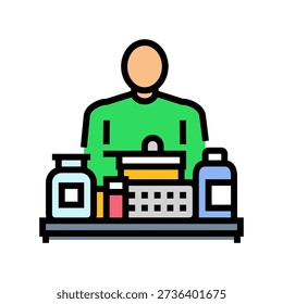 biohacker desk supplements color icon vector. biohacker desk supplements sign. isolated symbol illustration