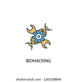 biohacking concept 2 colored line icon. Simple yellow and blue element illustration. biohacking concept outline symbol design