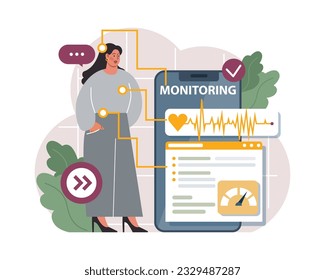 Biohacking. Health' engineering and improving with modern monitoring system, supplements, diet, and lifestyle changes. Human biological well-being and youth maintaining. Flat vector illustration