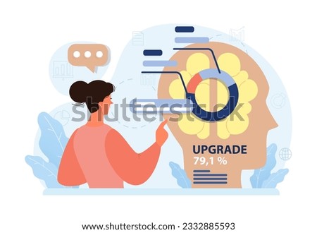 Biohacking. Health' engineering and improving with modern monitoring system, supplements, diet, and lifestyle changes. Human biological well-being and youth maintaining. Flat vector illustration