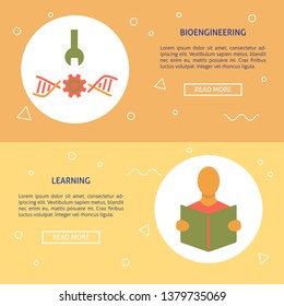 Biohacking and learning concept flyer templates in flat style