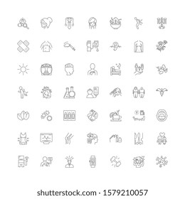 Biohacking linear icons, signs, symbols vector line illustration set