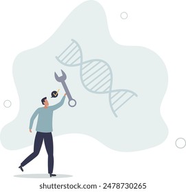 Biohacking as personal body medicine DNA improvement tiny person concept.flat illustration