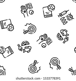 Biohacking Seamless Patternt Vector Thin Line. Contour Illustrations